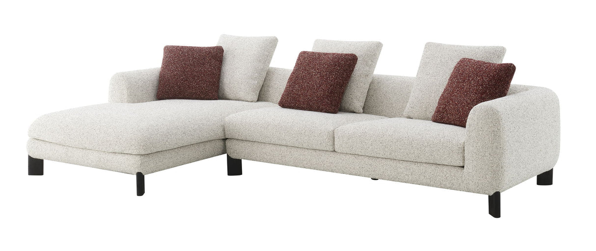 Mardi - Tweed Sectional Sofa With 3 Pillows - Maroon / Beige - Best Buy Furniture