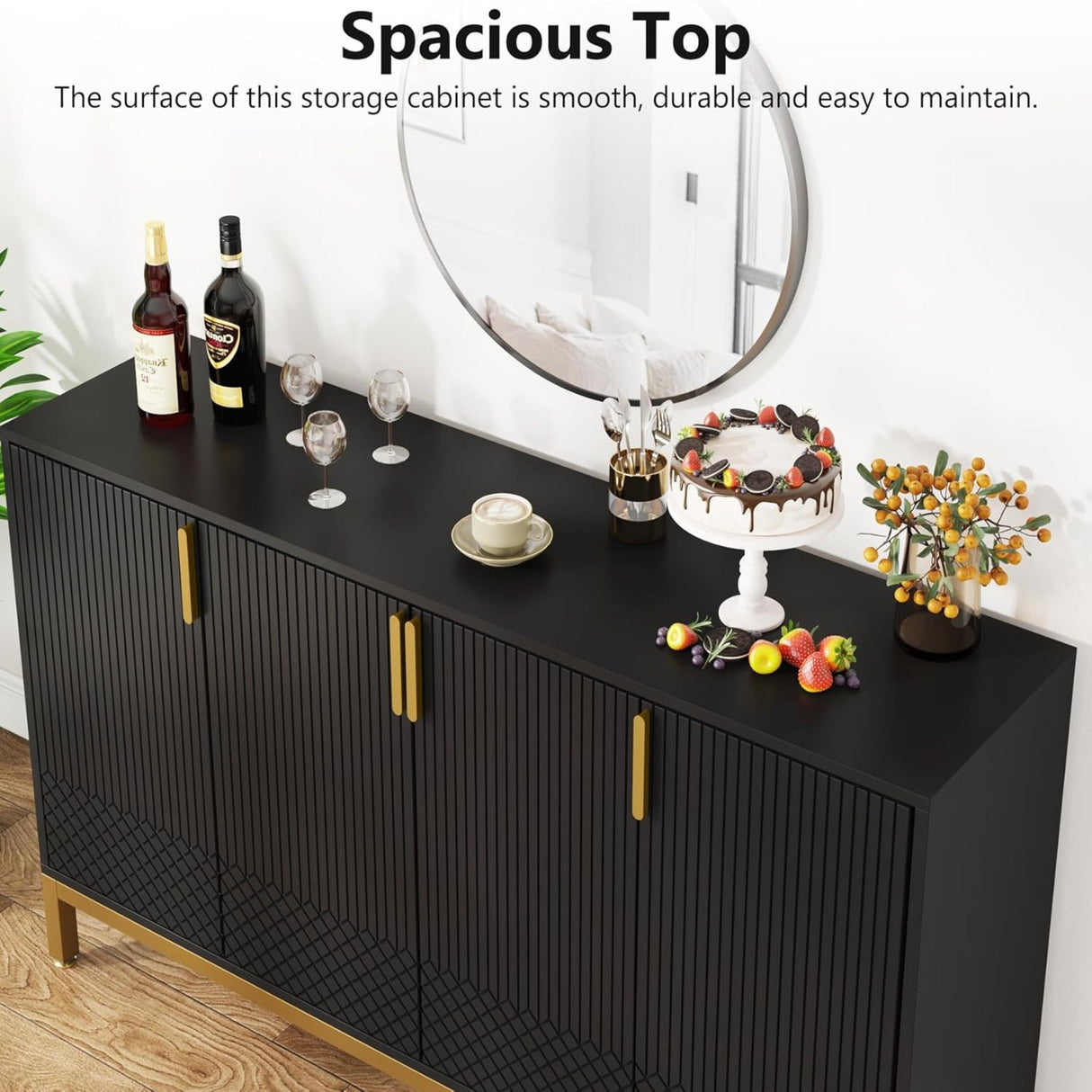 Buffet Sideboard Cabinet With Geometric Doors