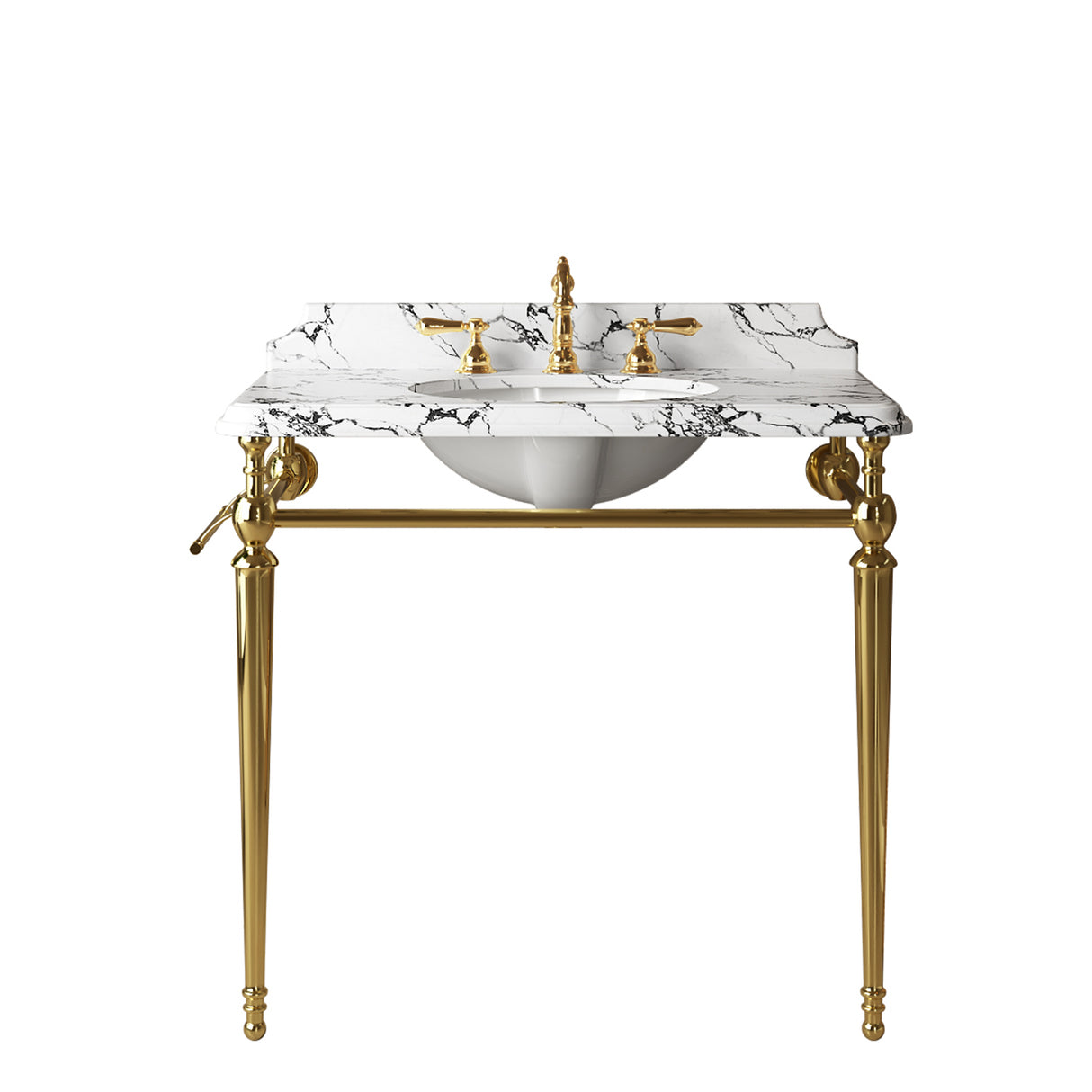 VICI 36" Bathroom Console Sink, Undermount Ceramic Vanity Basin