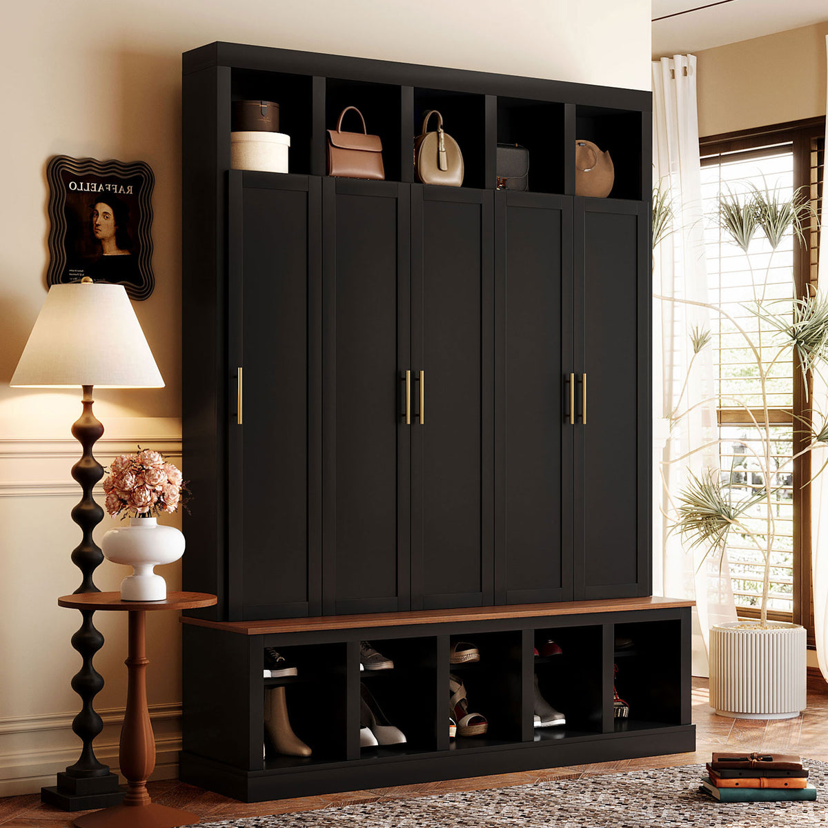 U-Can Farmhouse Entryway Storage Cabinet Coat Closet