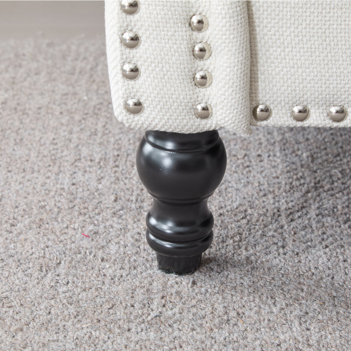 Rolled Arm Sofa With Nailhead Trim With Wooden Legs