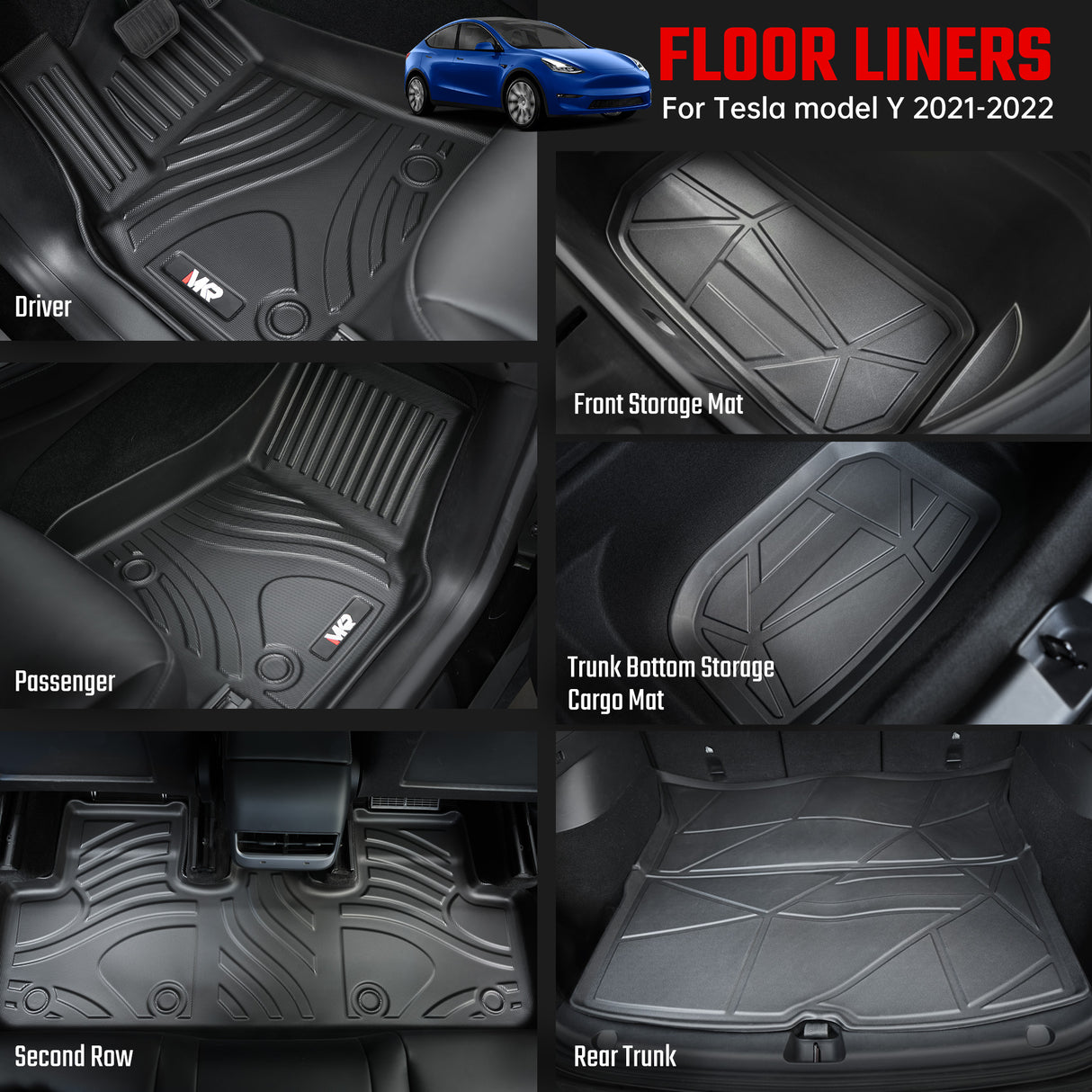 All-Weather TPE Floor Mats for Tesla Model Y 2021-2022