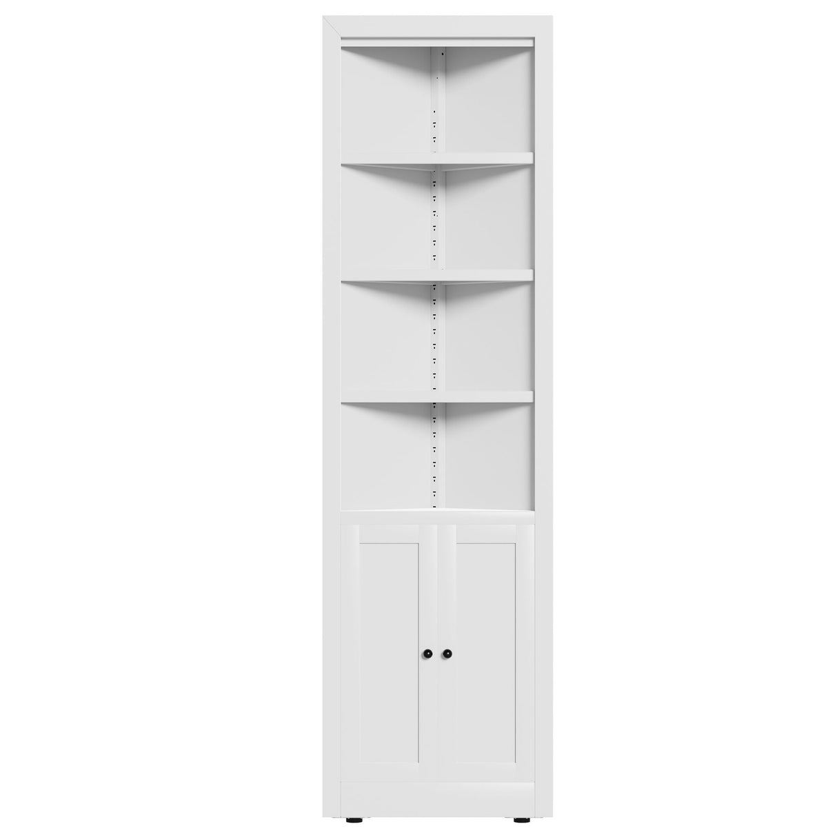 Tall Corner Storage Cabinet With 2 Doors, 5-Tier With Adjustable Shelve, Freestanding - White
