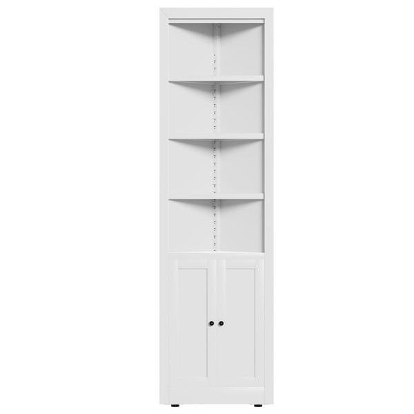 Tall Corner Storage Cabinet With 2 Doors, 5-Tier With Adjustable Shelve, Freestanding - White