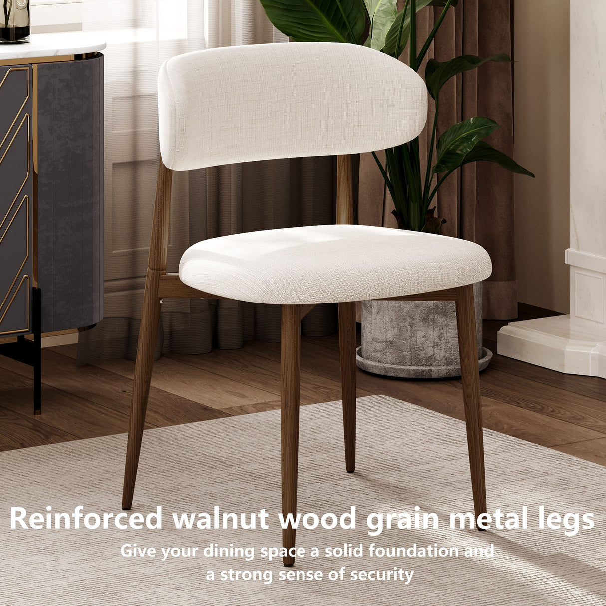 Upholstered Dining Chairs For Dining Room (Set of 2) - Beige