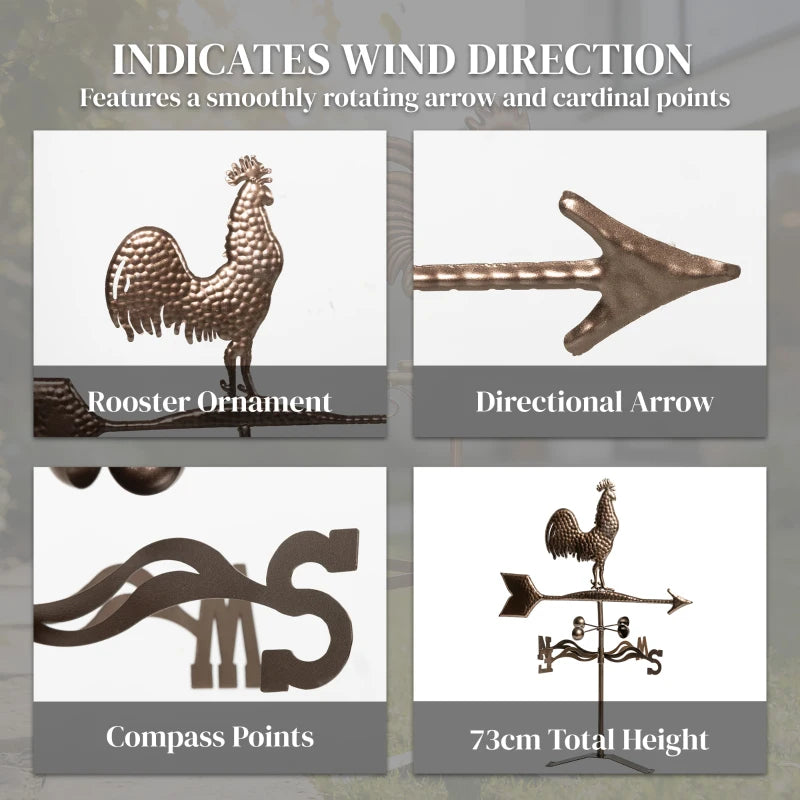 Roof Mount Wind Direction Indicator - Classic Rooster Weathervane