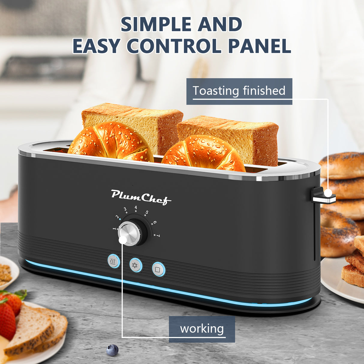 4-Slice Stainless Steel Toaster with 7 Browning Settings