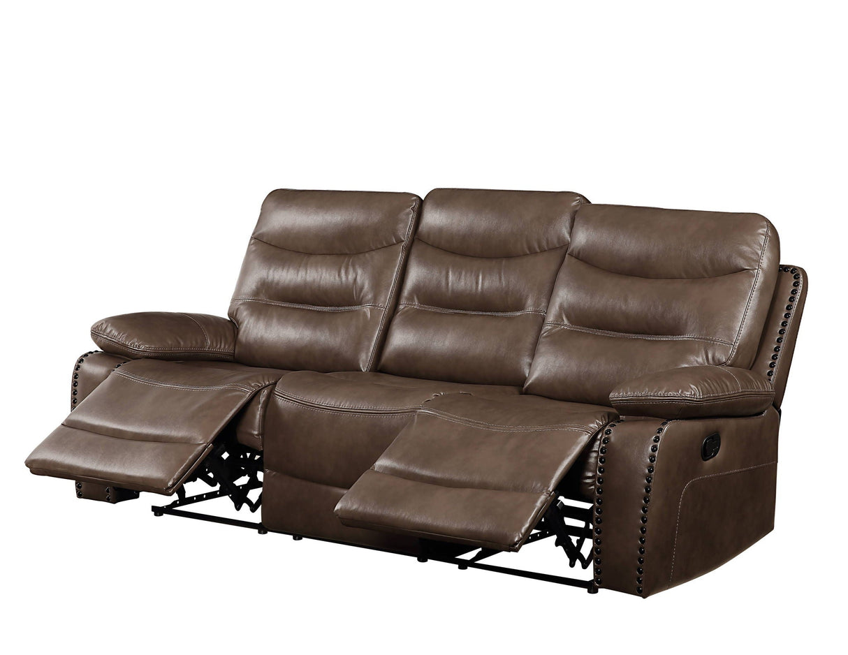 Aashi - Leather Gel Match Recliner Sofa - Brown - Best Buy Furniture