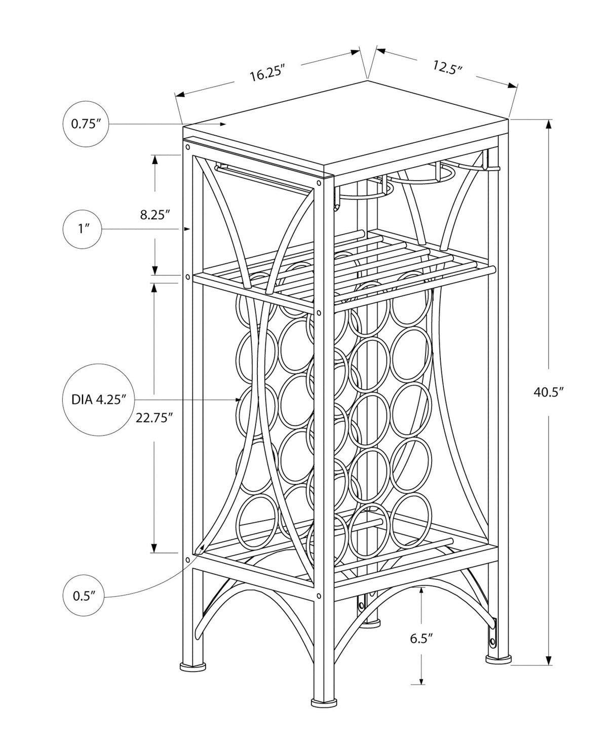 Home Bar, Wine Rack, Transitional - Black - Best Buy Furniture