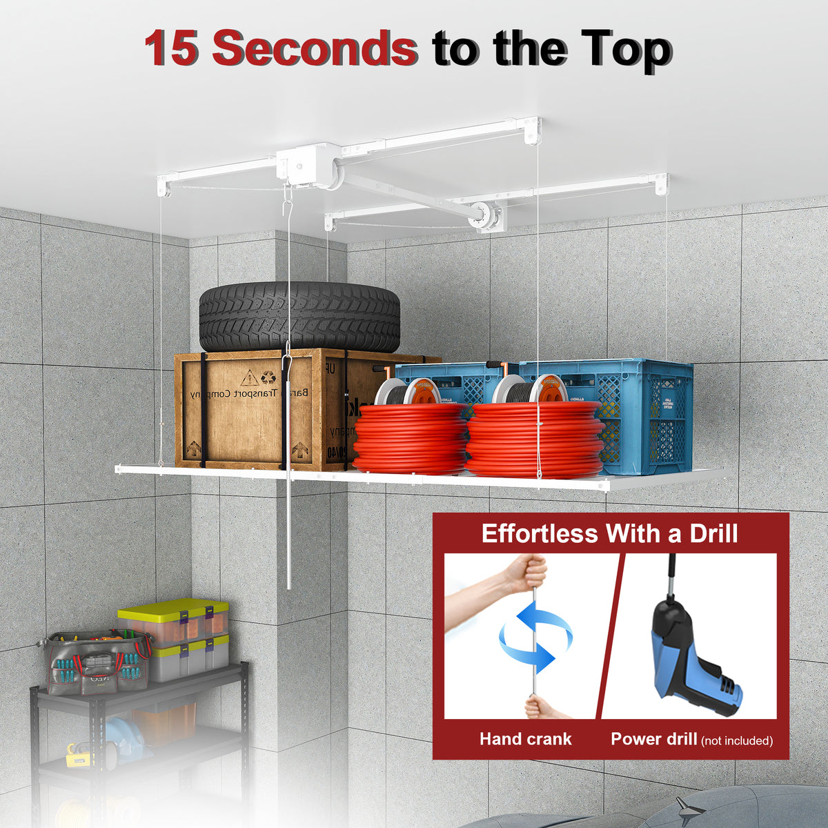 Overhead Garage Storage Rack 3x6 FT for High Ceilings