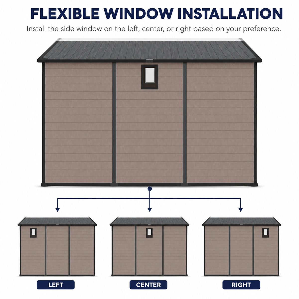 8x10 FT Plastic Outdoor Storage Shed - Lockable Resin Tool Shed
