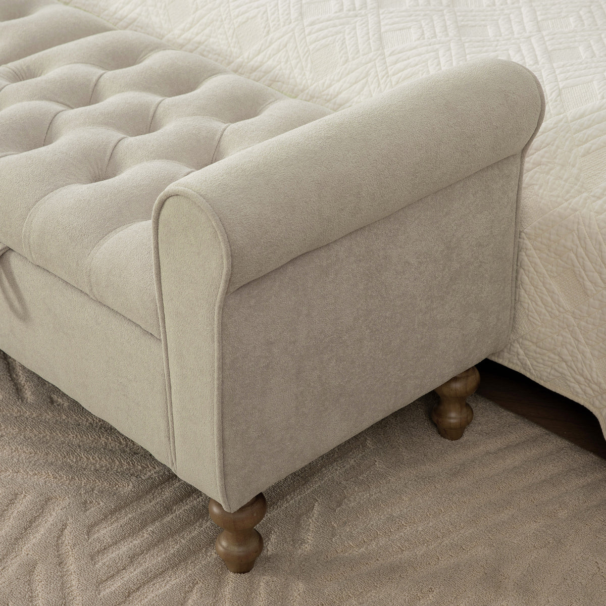 65.75" Wide Modern Upholstered Storage Bench