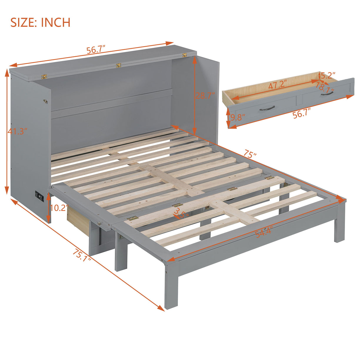 Murphy Bed With Large Drawers