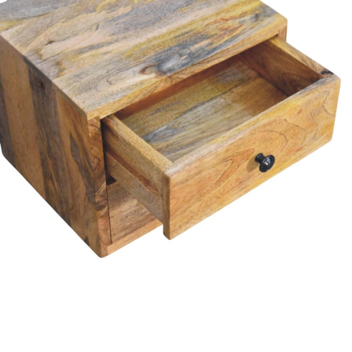 Solid Wood Solis Wall-Mounted Nightstand, 2-Drawers, Oak-ish