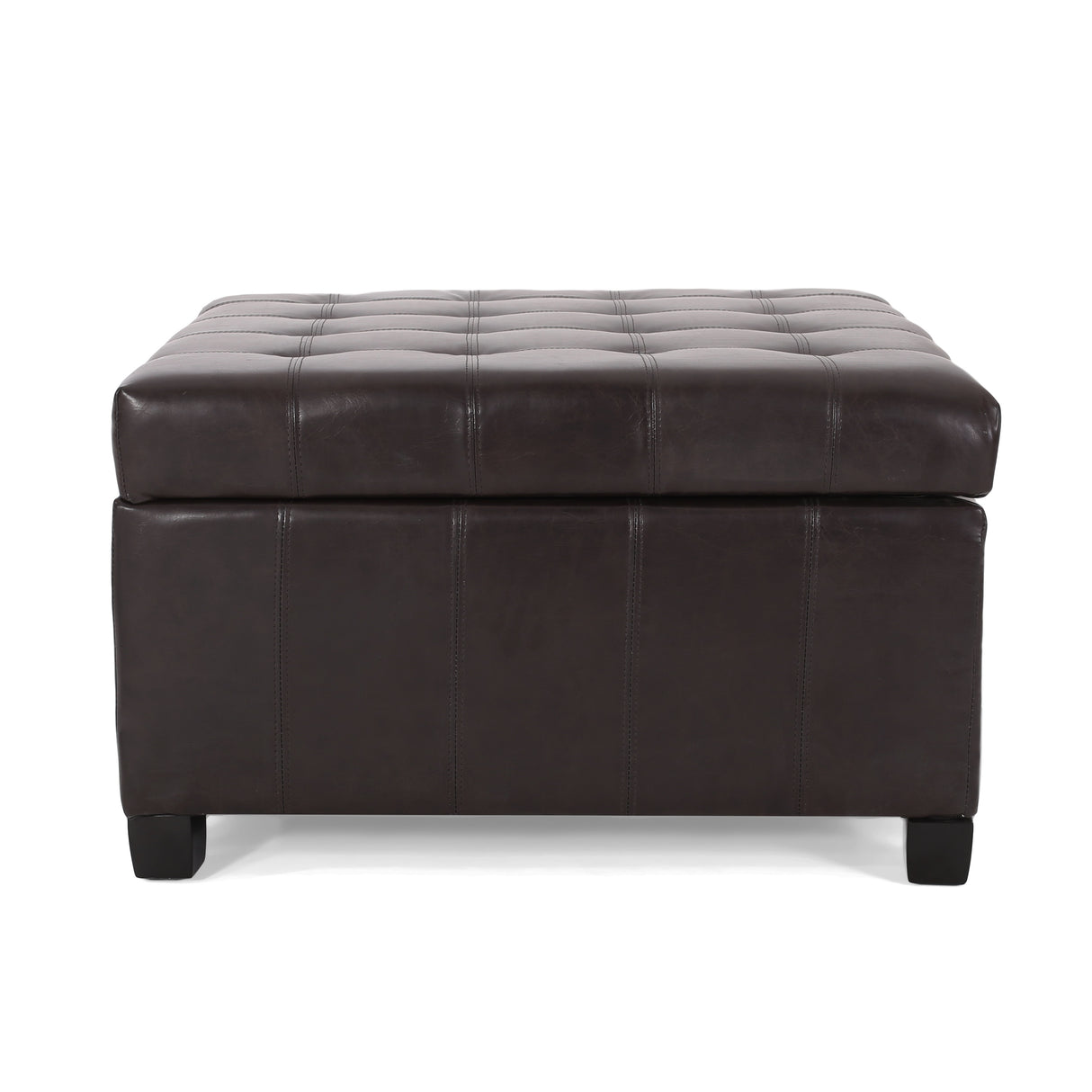 Upholstered Tufted PU Leather Storage Ottoman