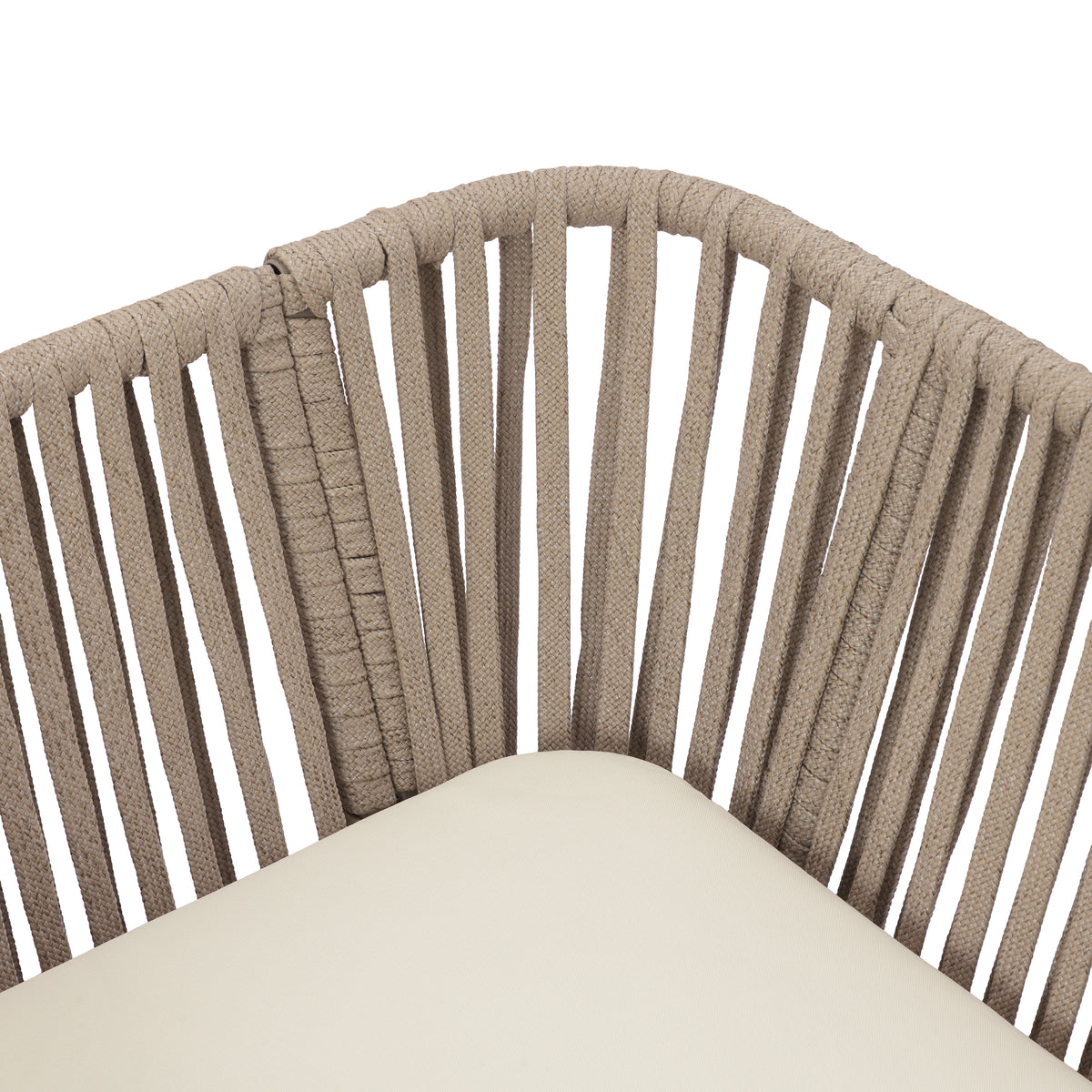 Acacia Wood Outdoor Corner Chair with Rope Back & Weather-Resistant Cushion