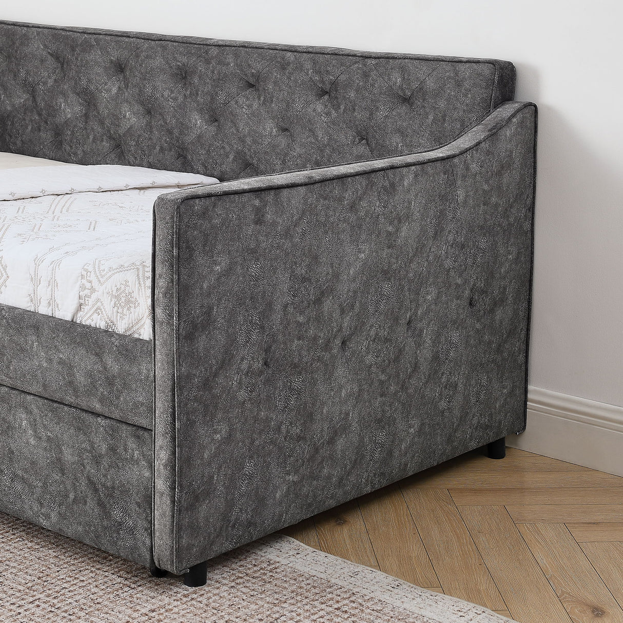 Daybed With Pop Up Trundle And USB Charging Armrest