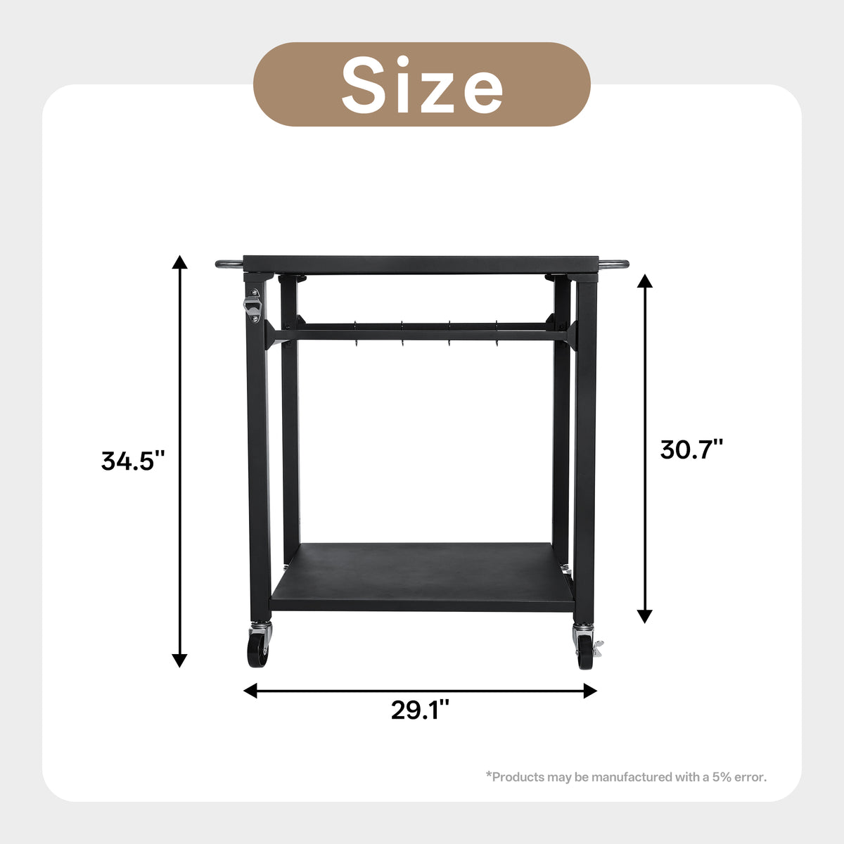 2-Tier Outdoor Grill Cart with Stainless Steel Top