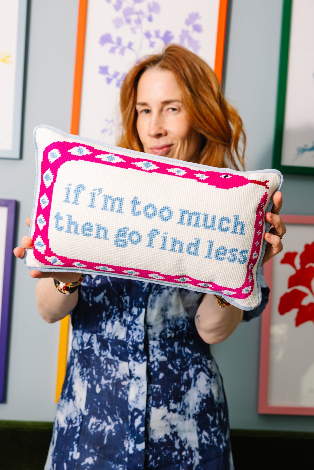 Go Find Less Needlepoint Pillow