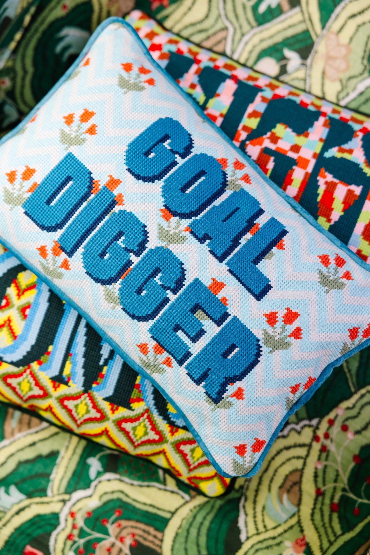 Goal Digger Needlepoint Pillow