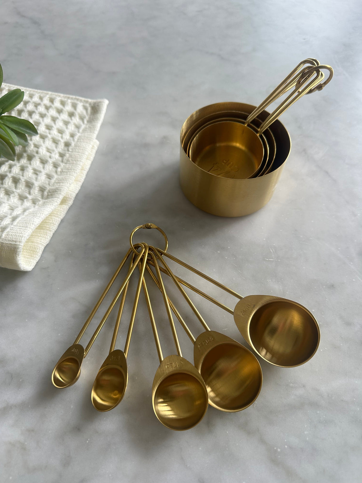 Solid Gold Measuring Cups & Spoons, Set of 9