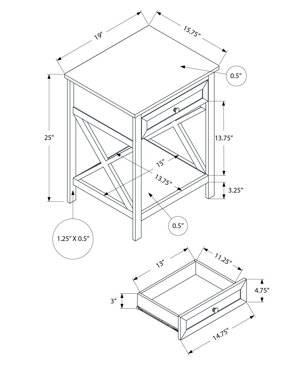 Accent End Table, 2 Tier, Storage Drawer, Transitional Style - Best Buy Furniture