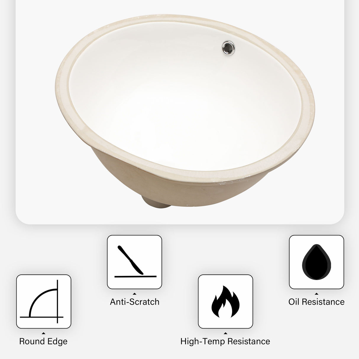 Elegant Ceramic Oval Undermount Bathroom Sink With Overflow
