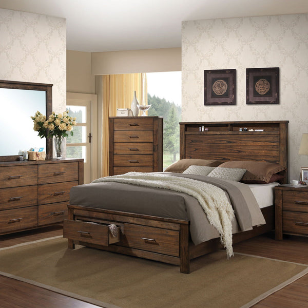Merrilee - Eastern King Bed With Storage - Oak - Best Buy Furniture