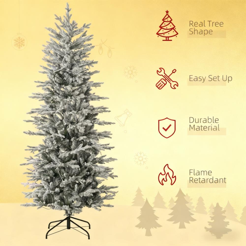 Artificial Flocked Christmas Tree with Warm Lights