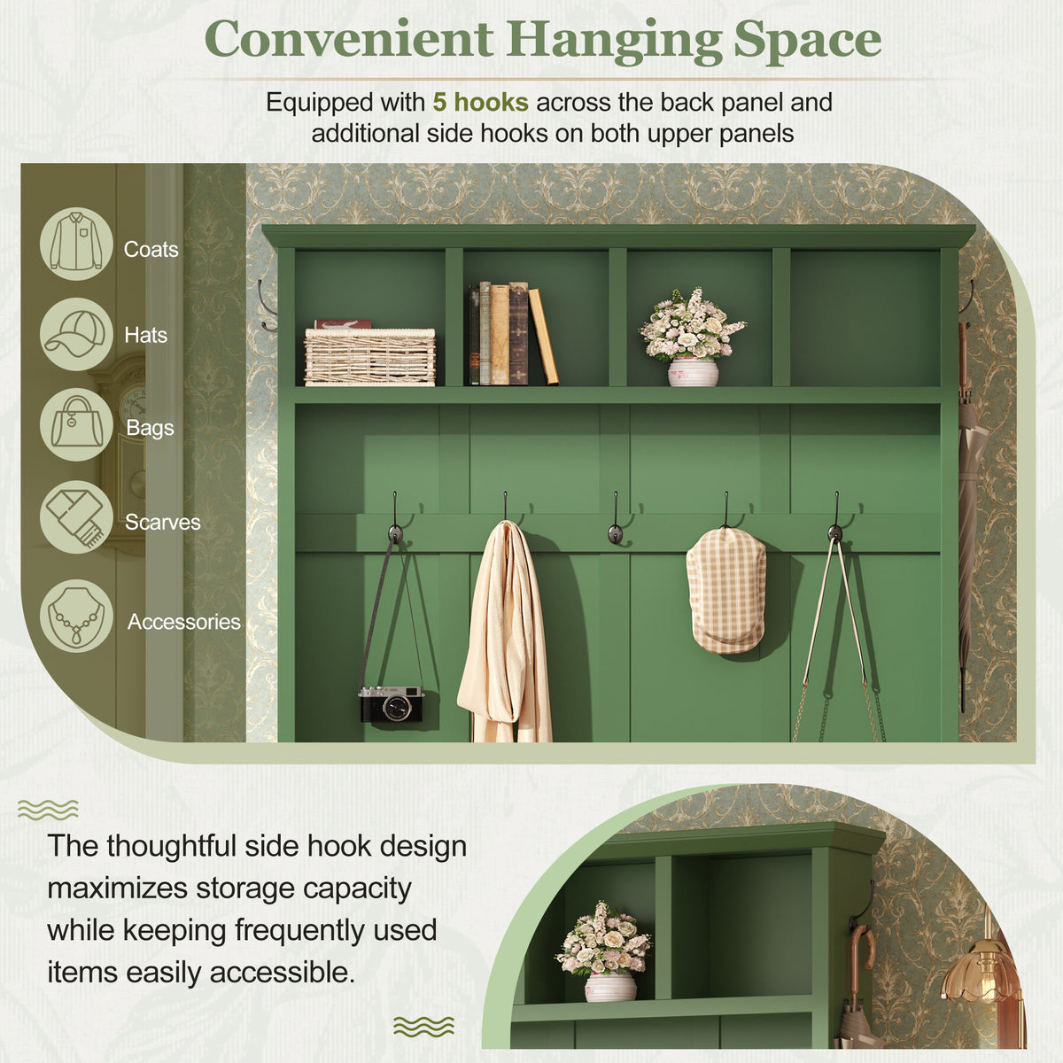 Farmhouse Hall Tree with Storage Bench - Particle Board & MDF