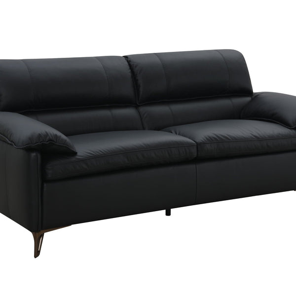 Eilene - Top Grain Leather Loveseat - Black - Best Buy Furniture