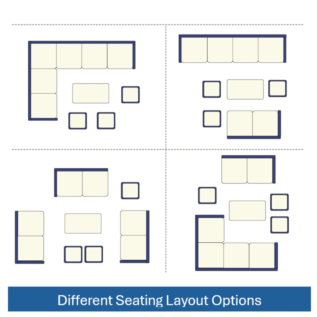 7 Piece Outdoor Dining Set With Cushions, Modular Sectional Sofa And Table
