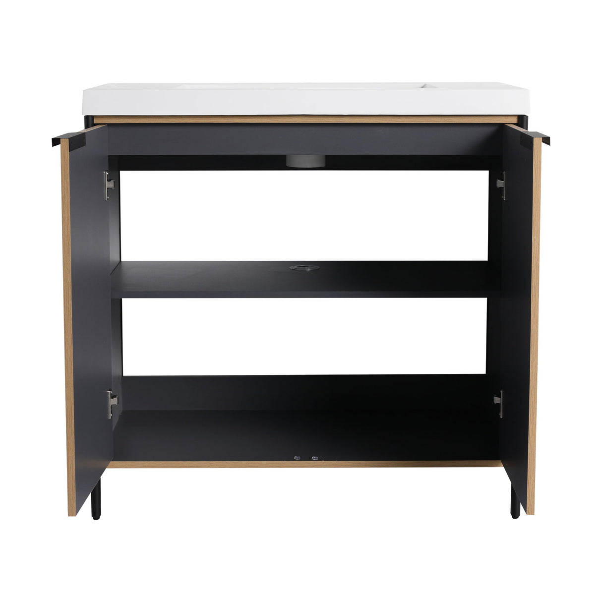 Modern Freestanding Bathroom Vanity With Resin Sink & Soft Close Cabinet Doors
