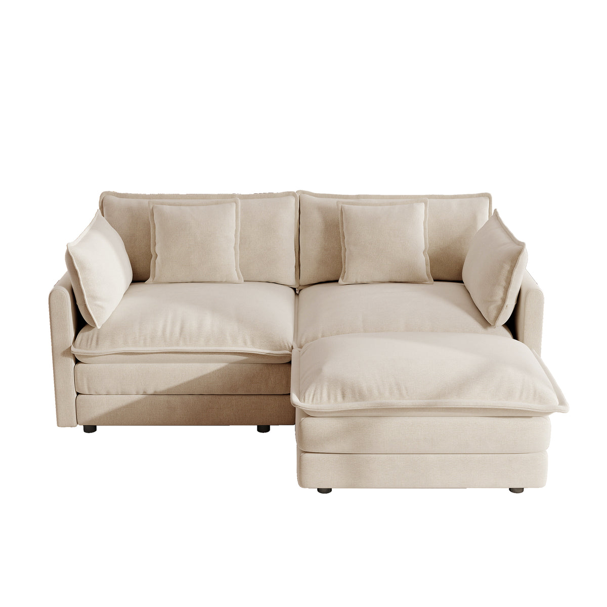 Chenille Two-Seater Sofa with Ottoman