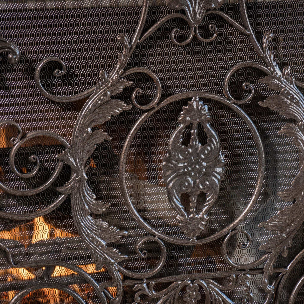 Mariella - Traditional Floral Iron Fireplace Screen With Ornate Design - Best Buy Furniture