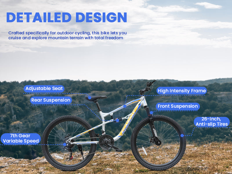 A2670 26 Inch Mountain Bike with 21-Speeds & Full Suspension