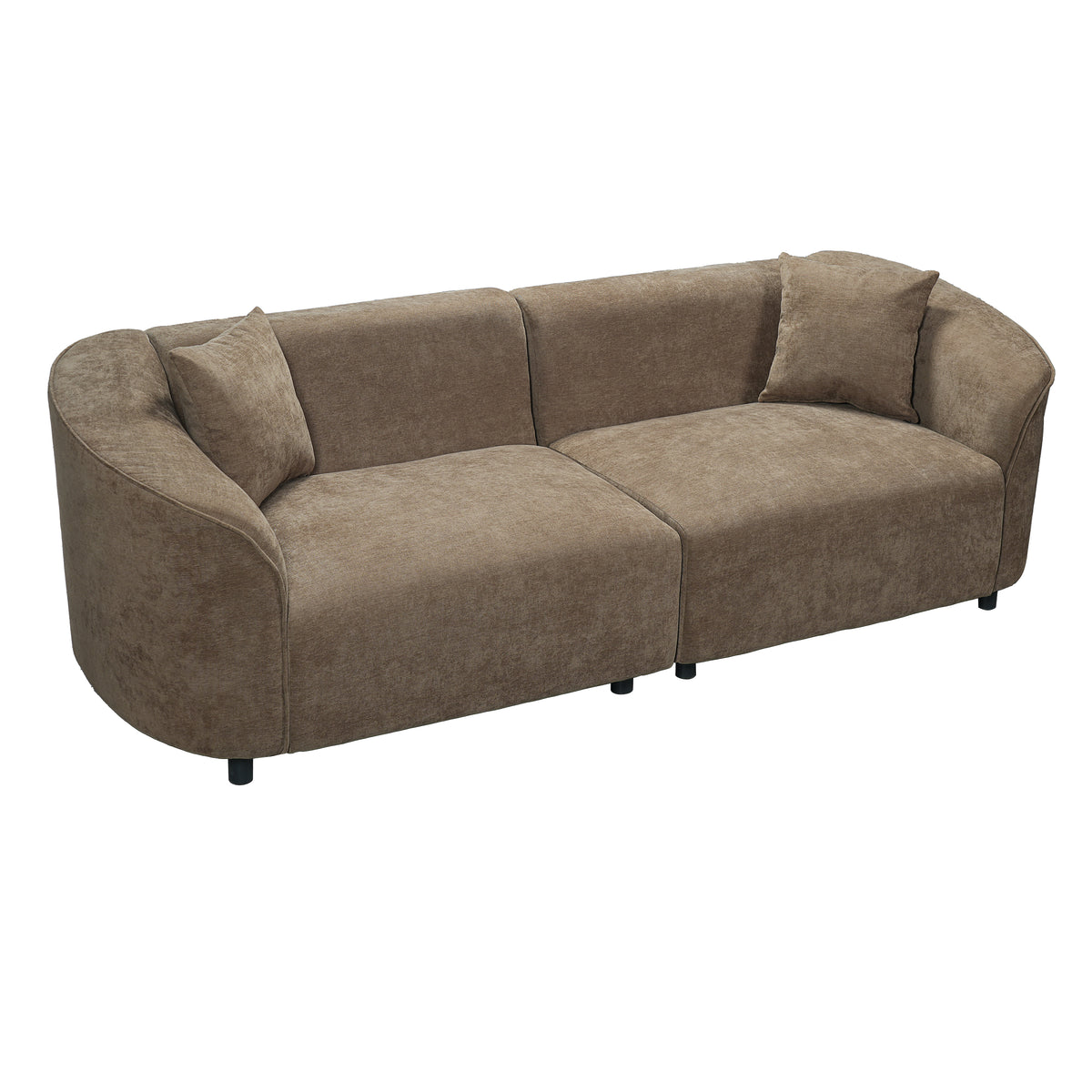 87" Curved Contemporary Sofa in Brown