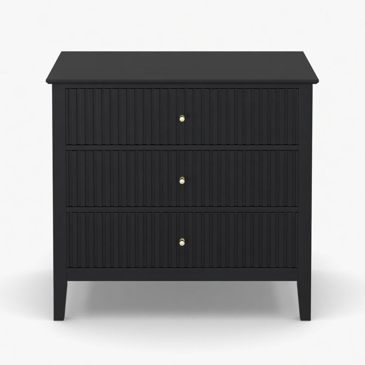 Fluted 3 Drawer Nightstand With Soft Close Slides