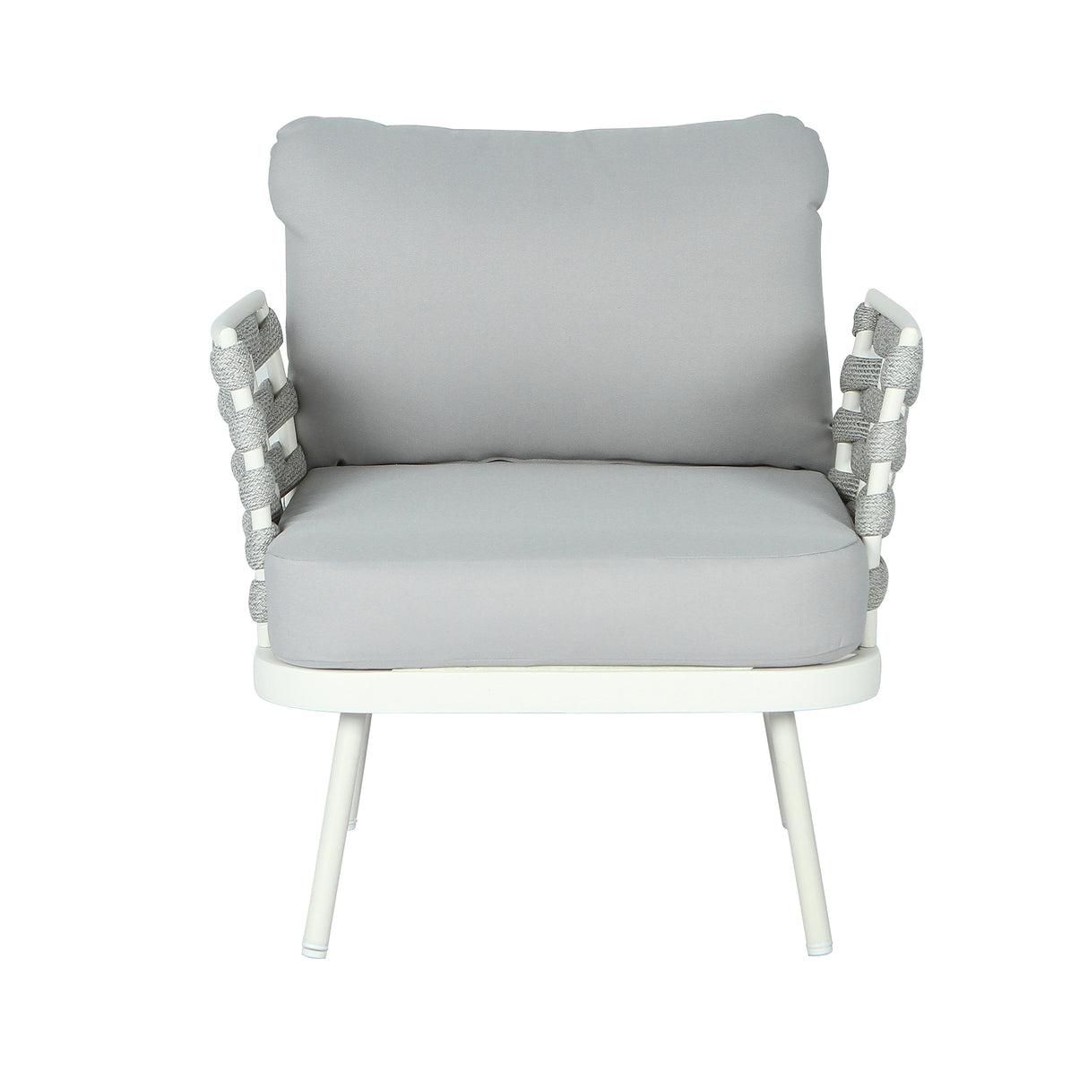 Mariano Steel 4-Pieces Conversation Set, Off White & Grey