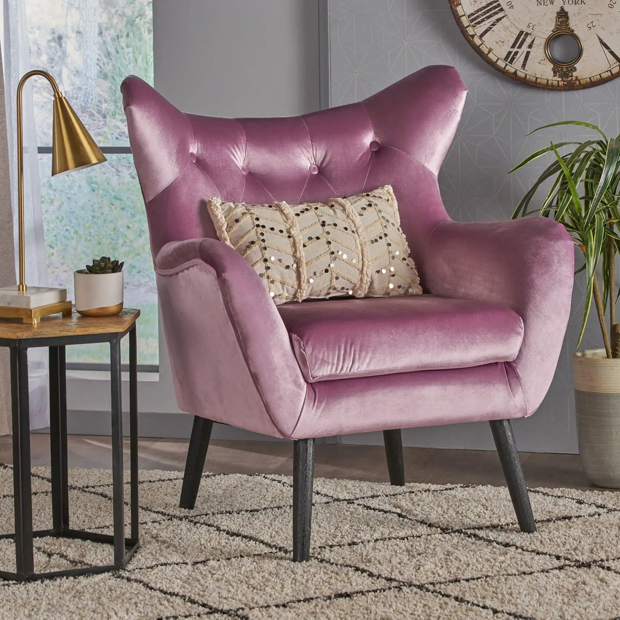 Alyssa - Mid Century Upholstered Arm Chair With Wingback Design - Best Buy Furniture