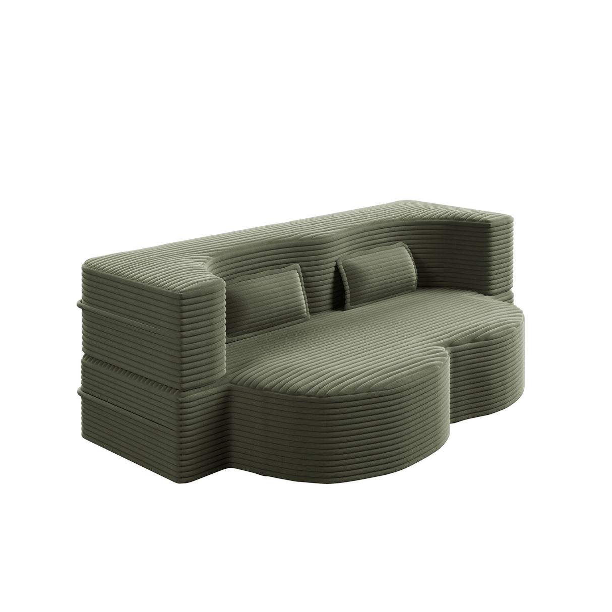 Convertible Foam-Filled Sleeper Sofa Bed With 2 Pillows