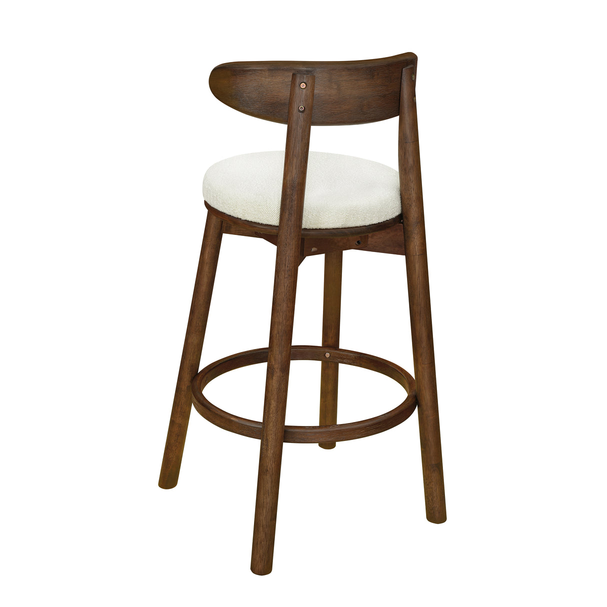 Round Cushion Bar Stools (Walnut + Beige)