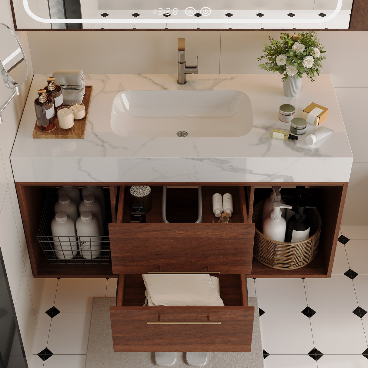 39.4" Floating Bathroom Vanity with Ceramic Sink