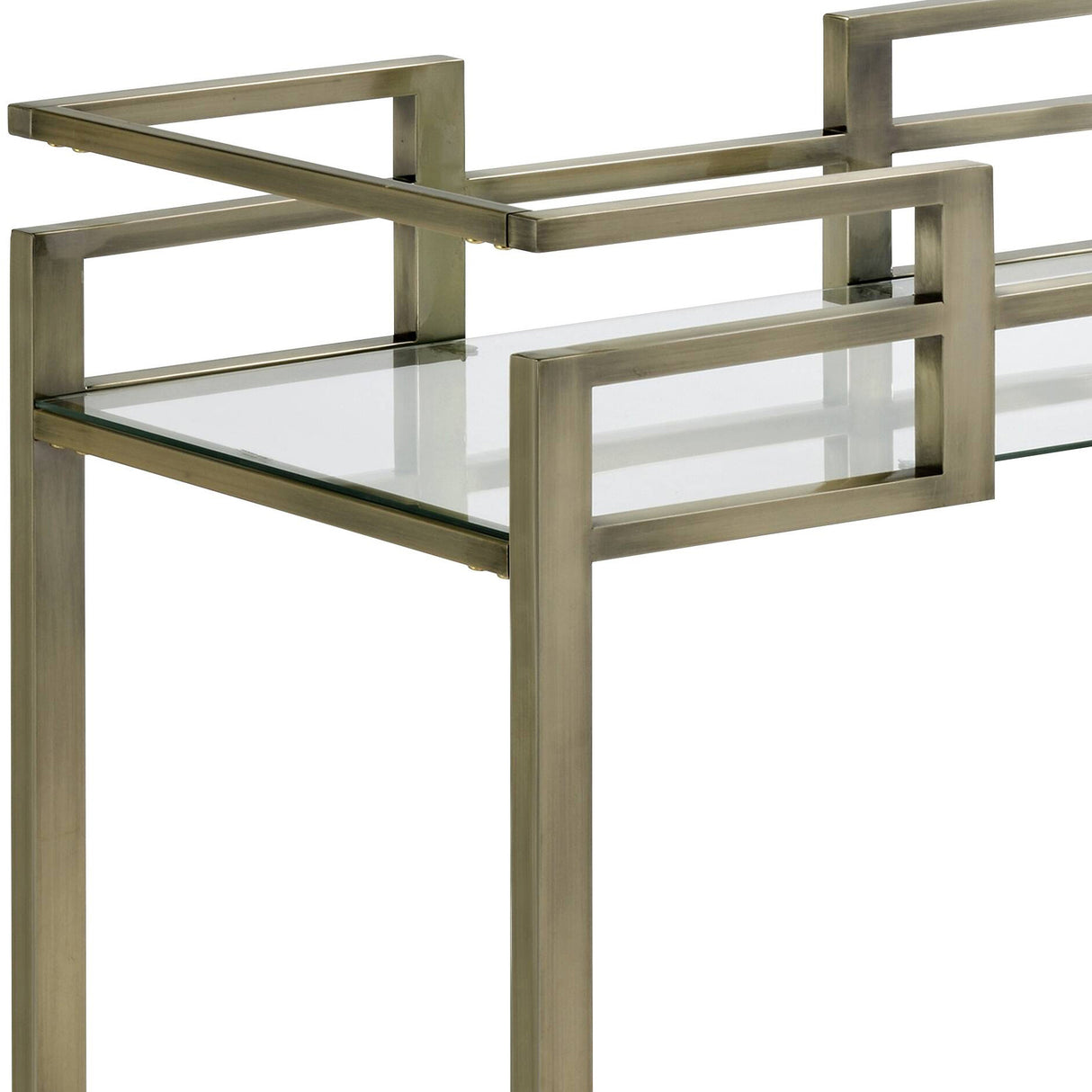 Neilo Clear Glass Faux Marble Top Serving Cart
