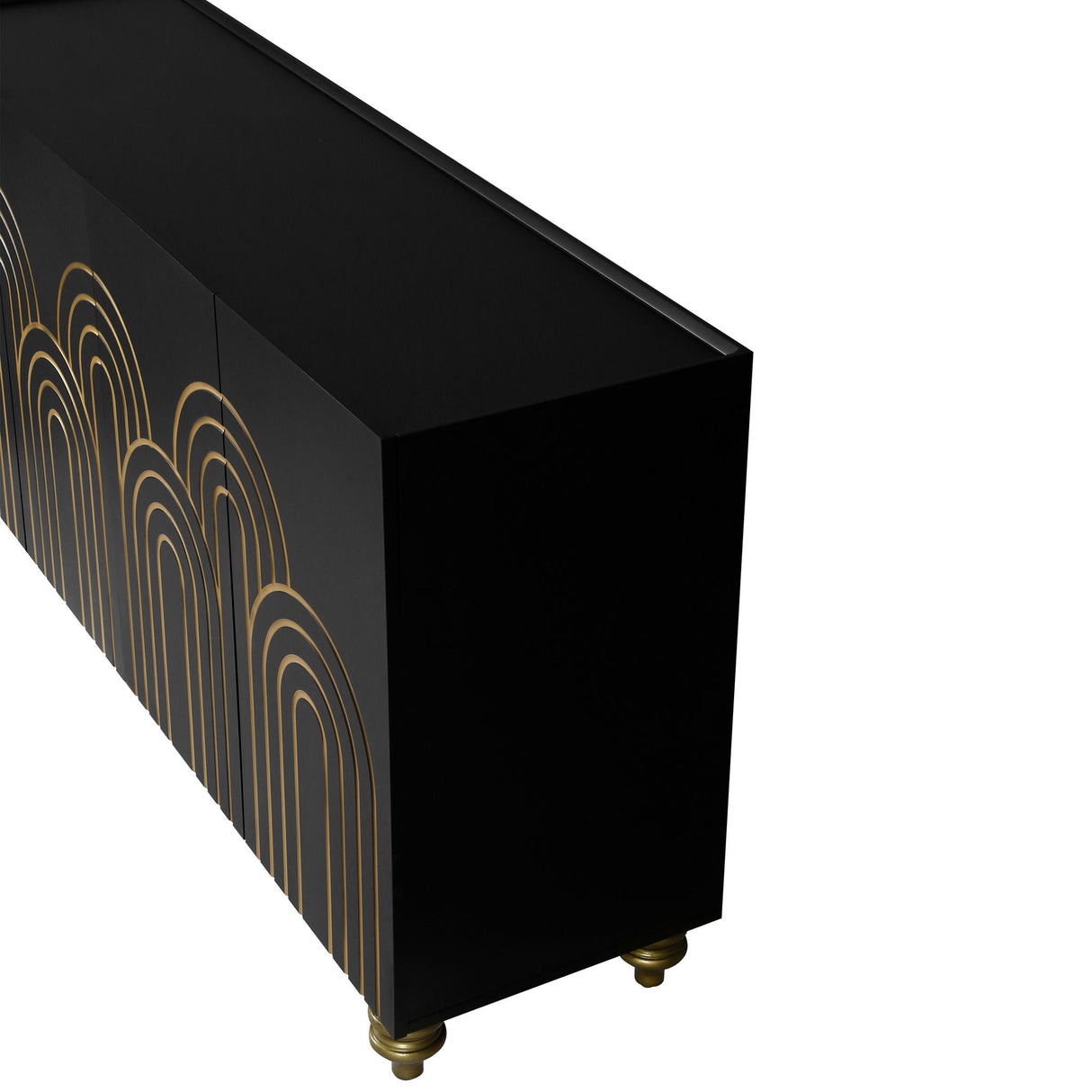 Modern Fluted Sideboard Buffet With Storage, Curve Element, 4 Doors With Adjustable Shelves