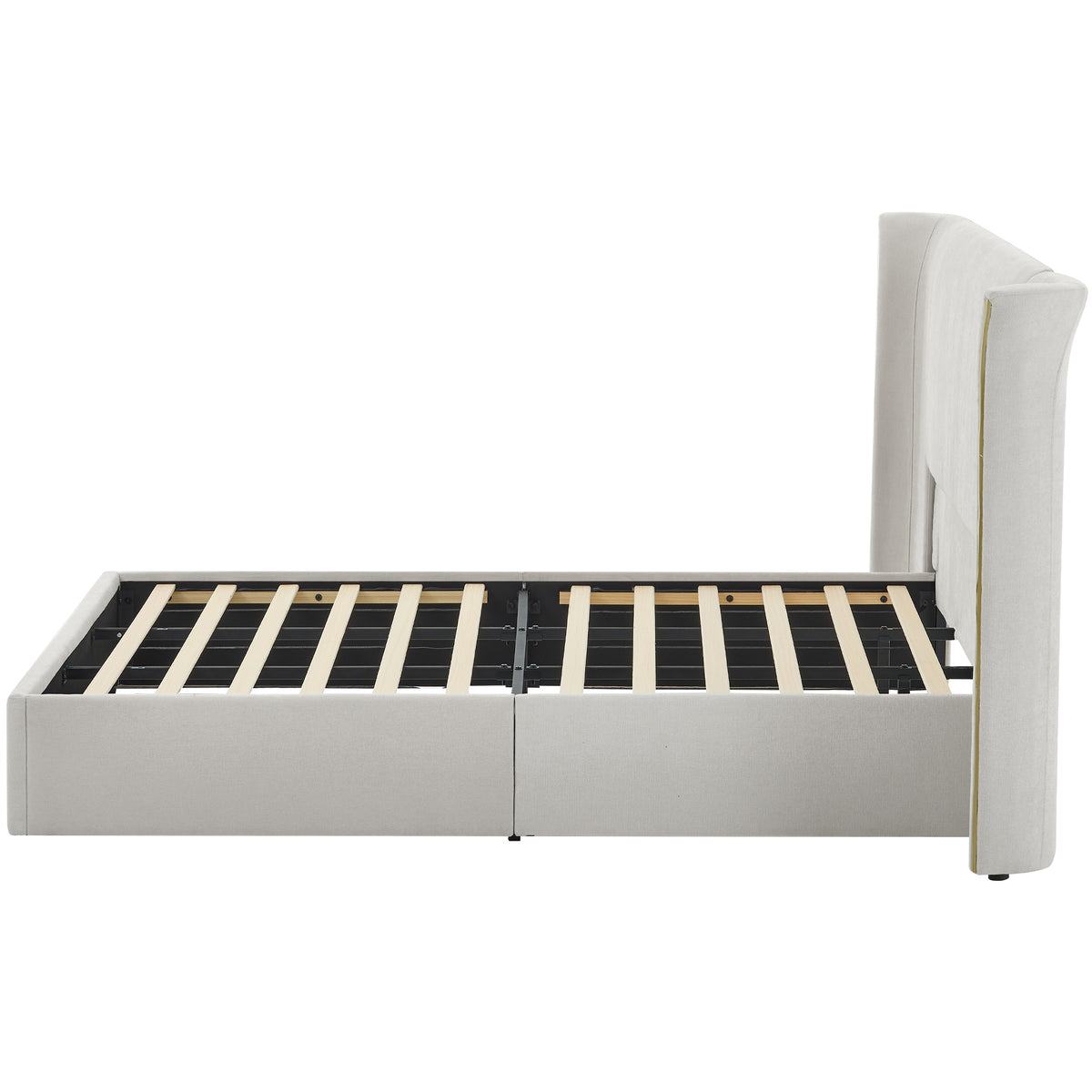 King Size Luxury Wing‑Back Upholstered Bed Frame