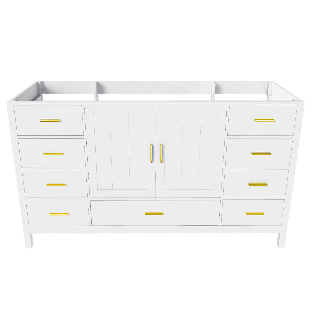 60" Bathroom Vanity Base Cabinet with Storage in White