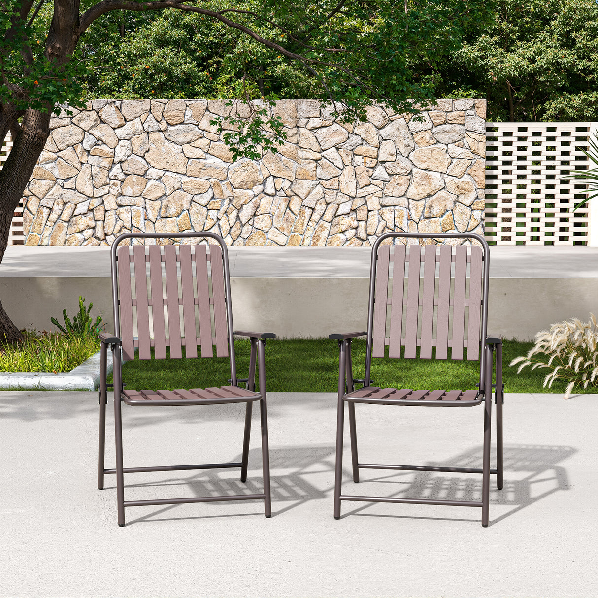 Brown 2-Piece Folding Chair, No Assembly Required