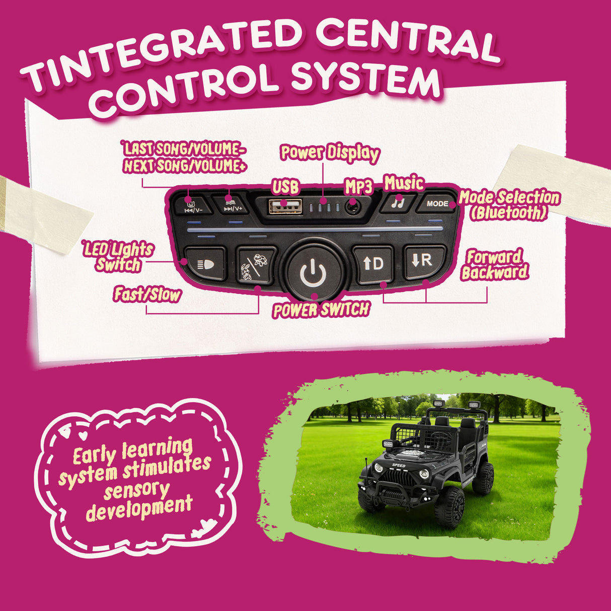 24V 100W Two-Seater Kids Ride On Car with Remote Control