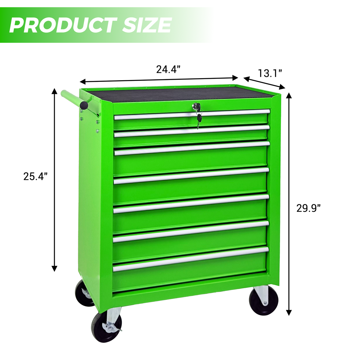Rolling Tool Chest with 7-Drawer Tool Box - Green